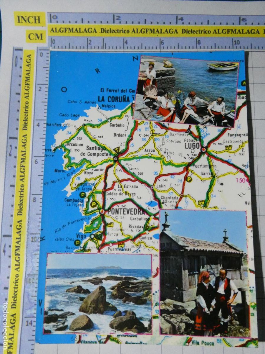 Postales: POSTAL DE PONTEVEDRA. A&Ntilde;O 1969 MAPA PLANO DE GALICIA IM&Aacute;GENES GALLEGAS. 2918 ARRIBAS. 2384