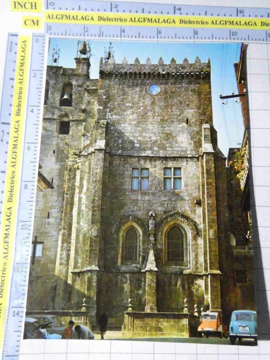 Postales: POSTAL DE PONTEVEDRA. A&Ntilde;O 1973. TUY CATEDRAL FACHADA DEL RELOJ RENAULT 2 CITROEN 2CV 12 ALARDE. 2385