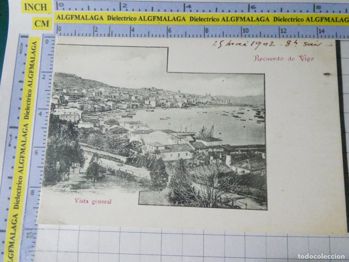 Postales: POSTAL DE PONTEVEDRA. FACS&Iacute;MIL. VIGO VISTA GENERAL EN 1902, 7 CORREO GALLEGO RENFE MUNDO 2389