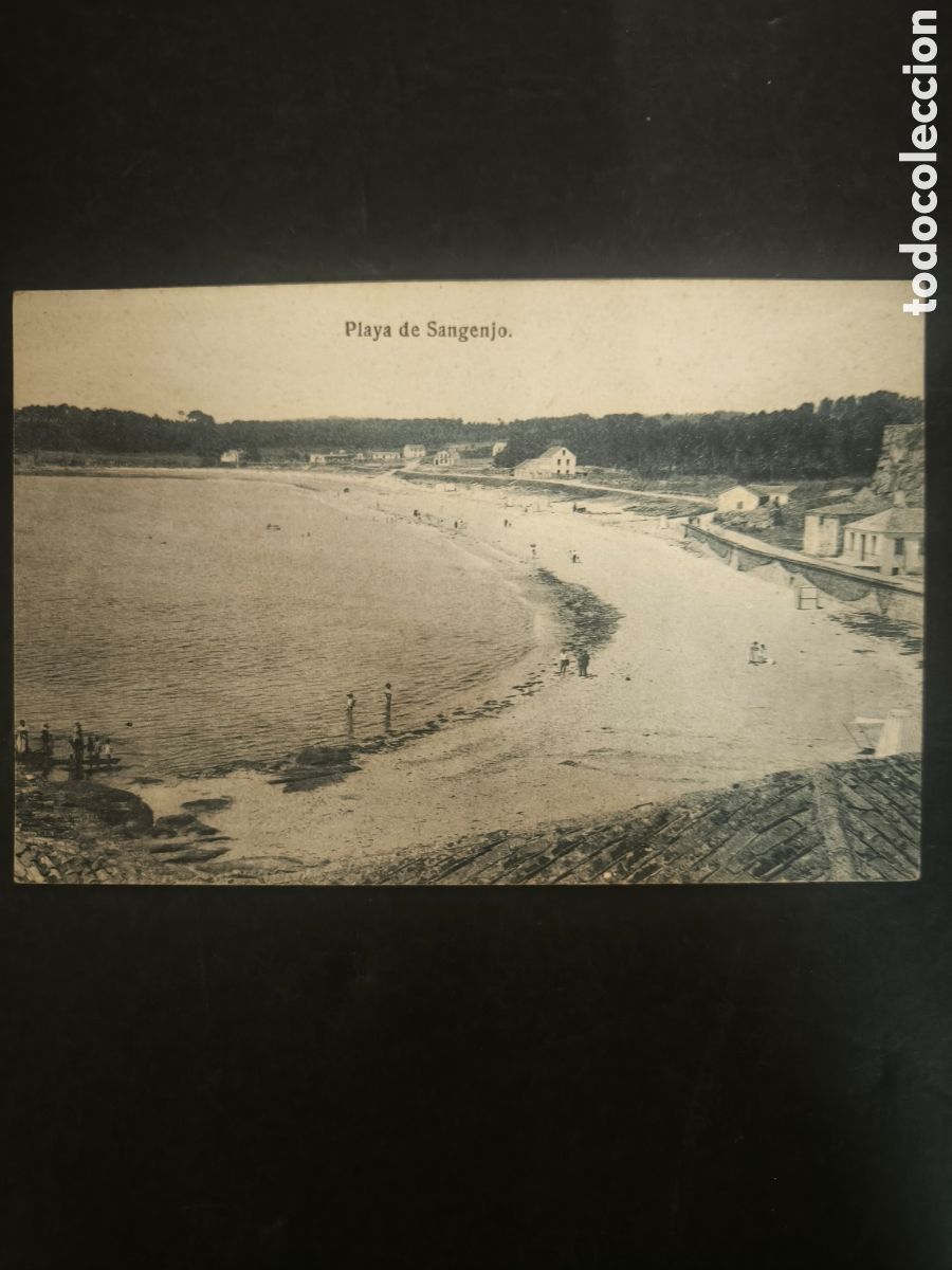 Postales: Postal antigua, Playa de Sangenjo. Sanxenxo, Pontevedra. Galicia, principios S. XX.