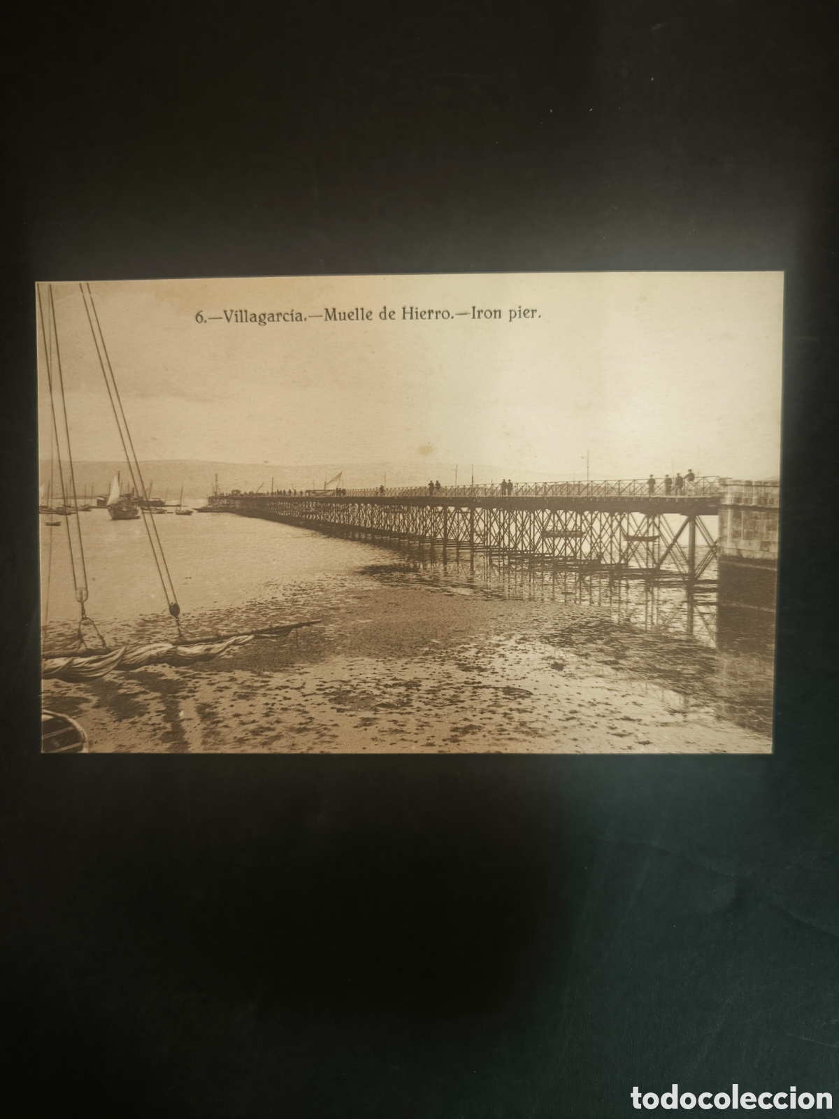 Postales: Postal antigua 6. Villagarc&iacute;a, Muelle de hierro, Iron pier. Pontevedra, Galicia.