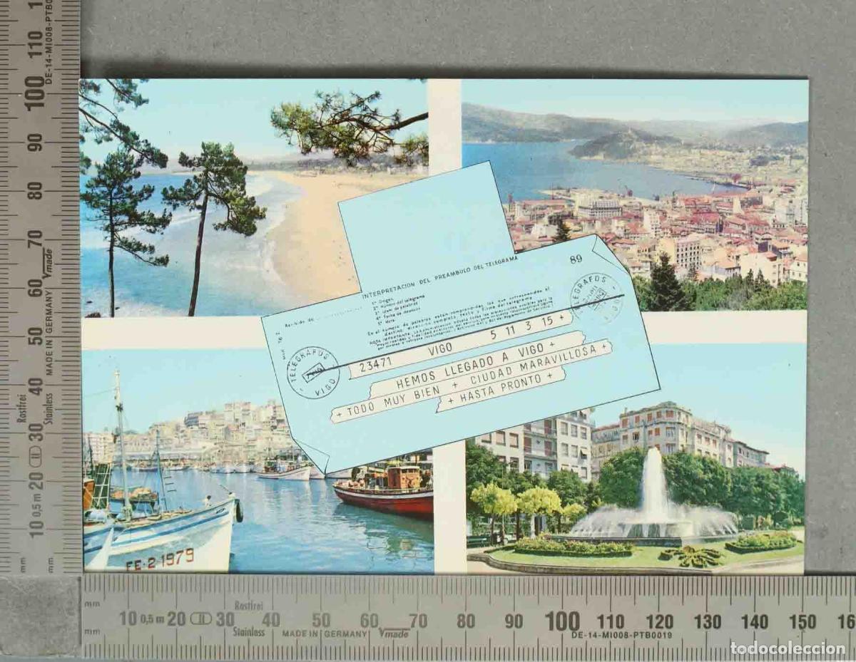 Postales: POSTAL. Vigo - Saludos desde Vigo - Telegrama simulado