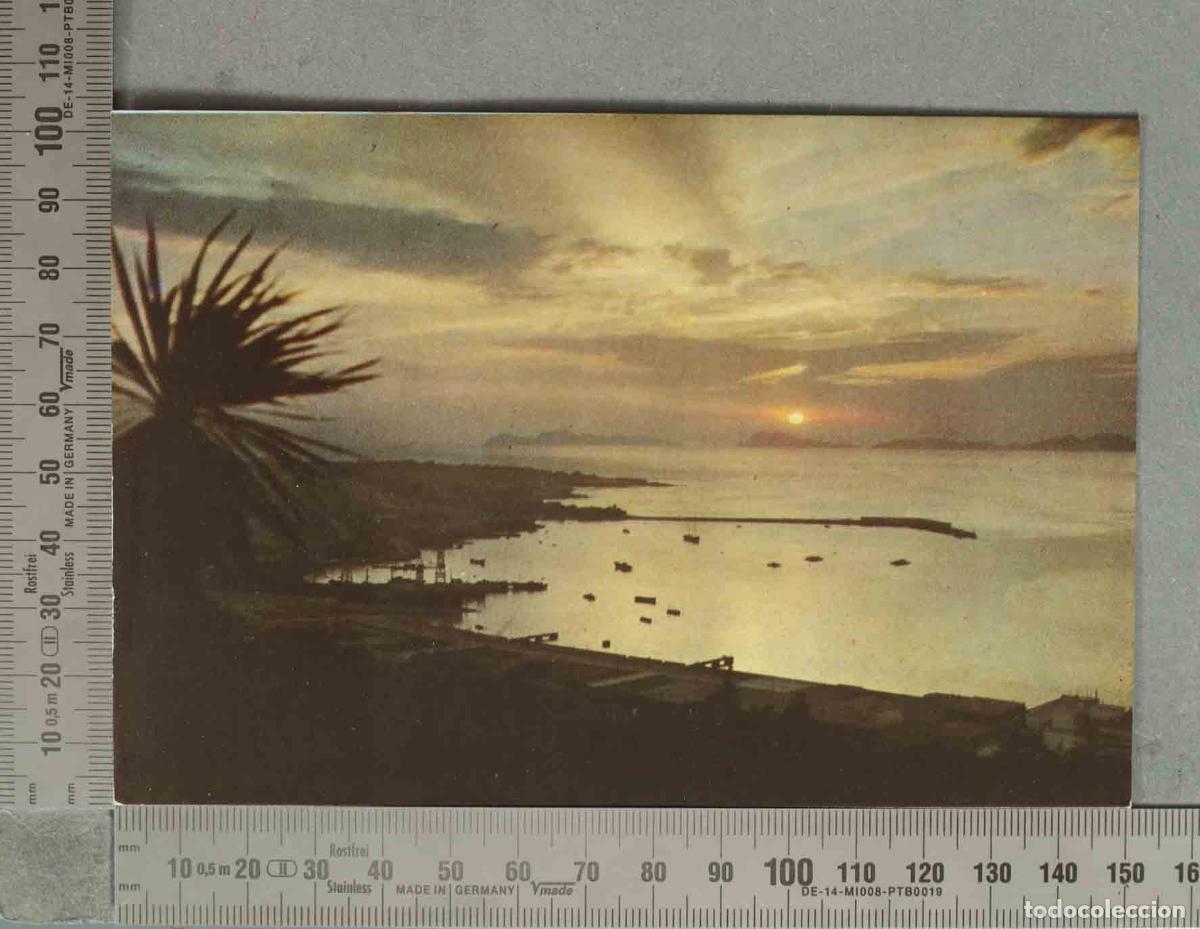 Postales: POSTAL. Vigo - Puesta de sol al fondo las Islas C&iacute;es - Ediciones Lujo
