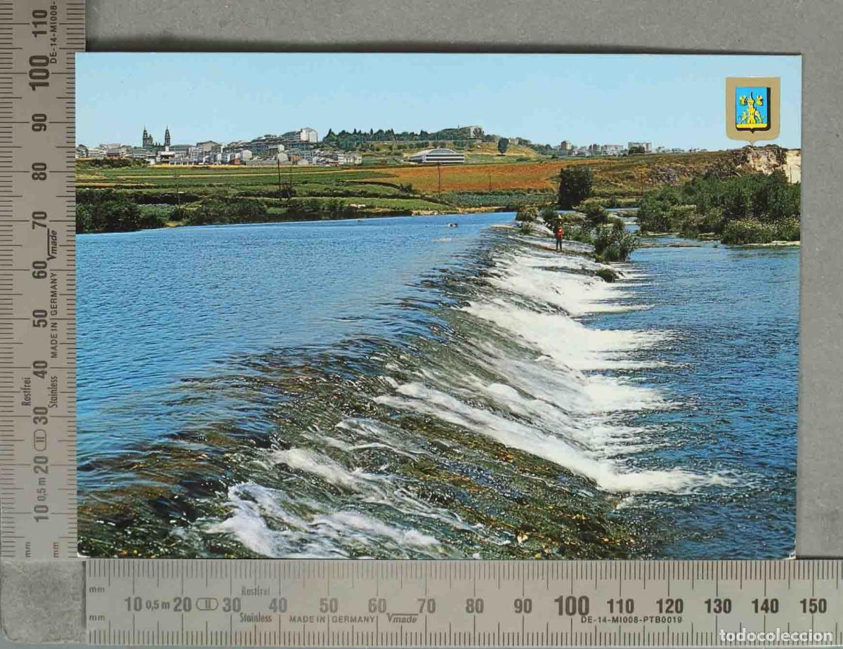 Postales: POSTAL. Rio Mi&ntilde;o y la ciudad al fondo - Lugo -