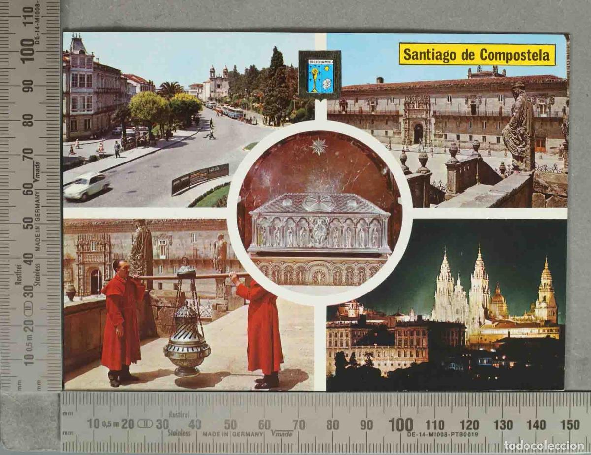 Postales: POSTAL. Santiago de Compostela - Vista desde el Mirador de la Herradura - Escudo de Oro