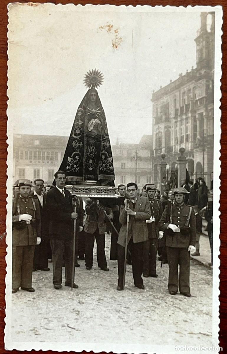 Postales: FOTO GRAFIA DE RIBADEO (LUGO) SEMANA SANTA 1951, FOTOGRAFIA SAEZ, TAMA&Ntilde;O DE POSTAL, VER LAS DOS FOTO