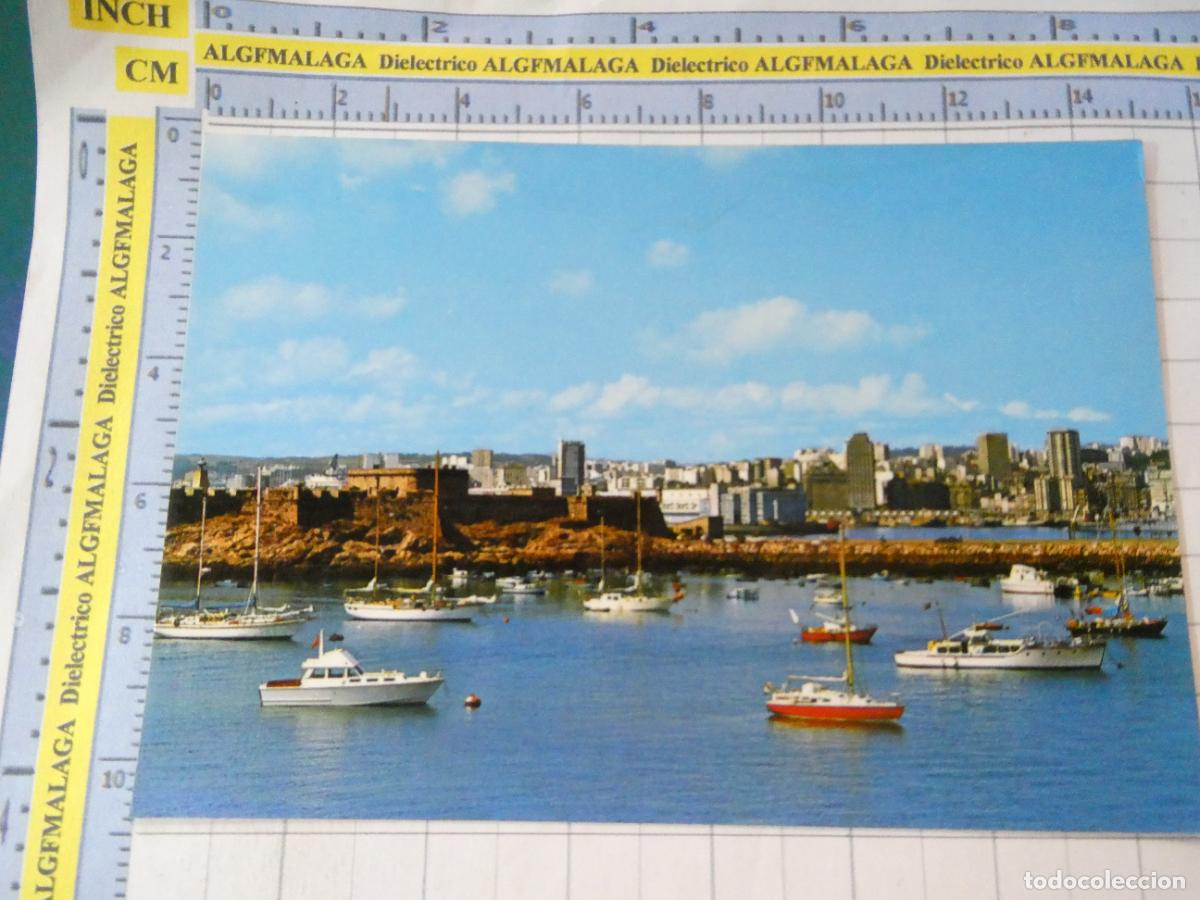 Postales: POSTAL DE LA CORU&Ntilde;A. A&Ntilde;O 1975. CASTILLO SAN ANT&Oacute;N Y MUELLE DEPORTIVO 195 ARRIBAS. 3654