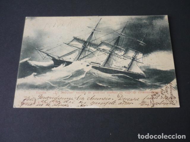 Postais: LA NAUTILUS ESCUELA DE GUARDIAS MARINAS EN VIAJE DE CIRCUNVALACION LA CORU&Ntilde;A PAPELERIA E. REAL