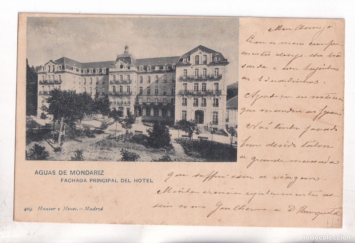 Postales: POSTAL. AGUAS DE MONDARIZ. FACHADA PRINCIPAL DEL HOTEL. PONTEVEDRA. BALNEARIO
