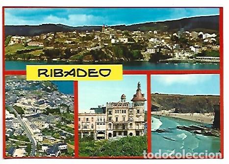 Postales: VISTA PARCIAL. EL PUERTO. PLAYA DE LOS CASTROS Y PARADOR NACIONAL.- RIBADEO