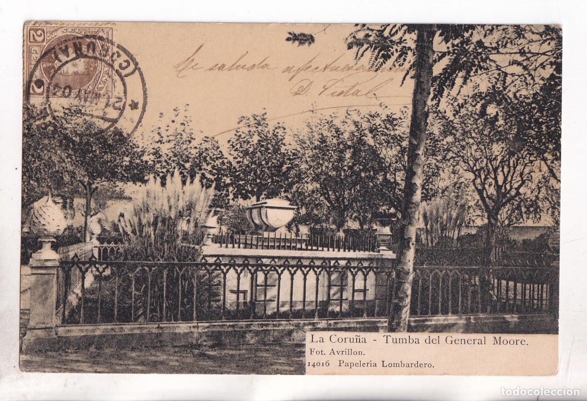 Postales: POSTAL. LA CORU&Ntilde;A. TUMBA DEL GENERAL MOORE. CIRCULADA EN 1904. GALICIA