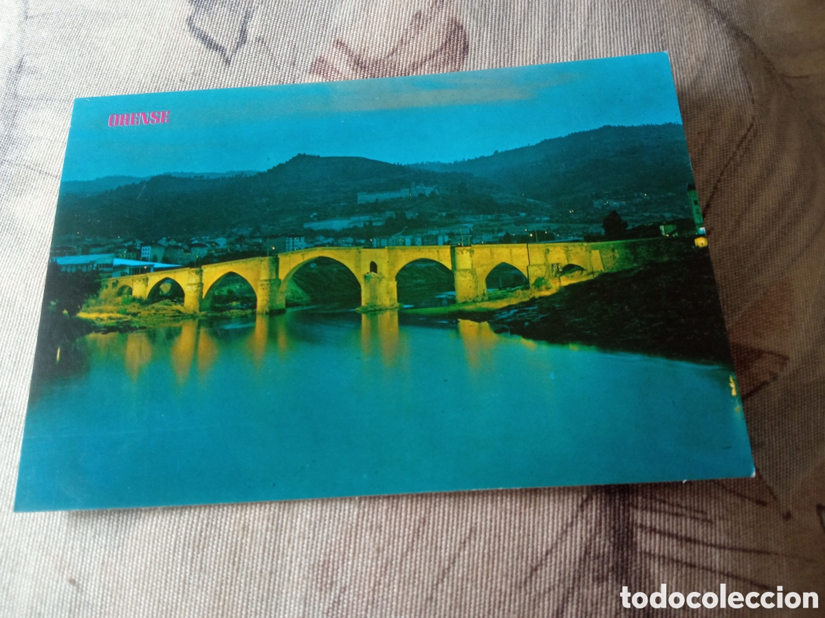 Postales: Antigua postal fotogr&aacute;fica, Orense, Puente Romano, Nocturna