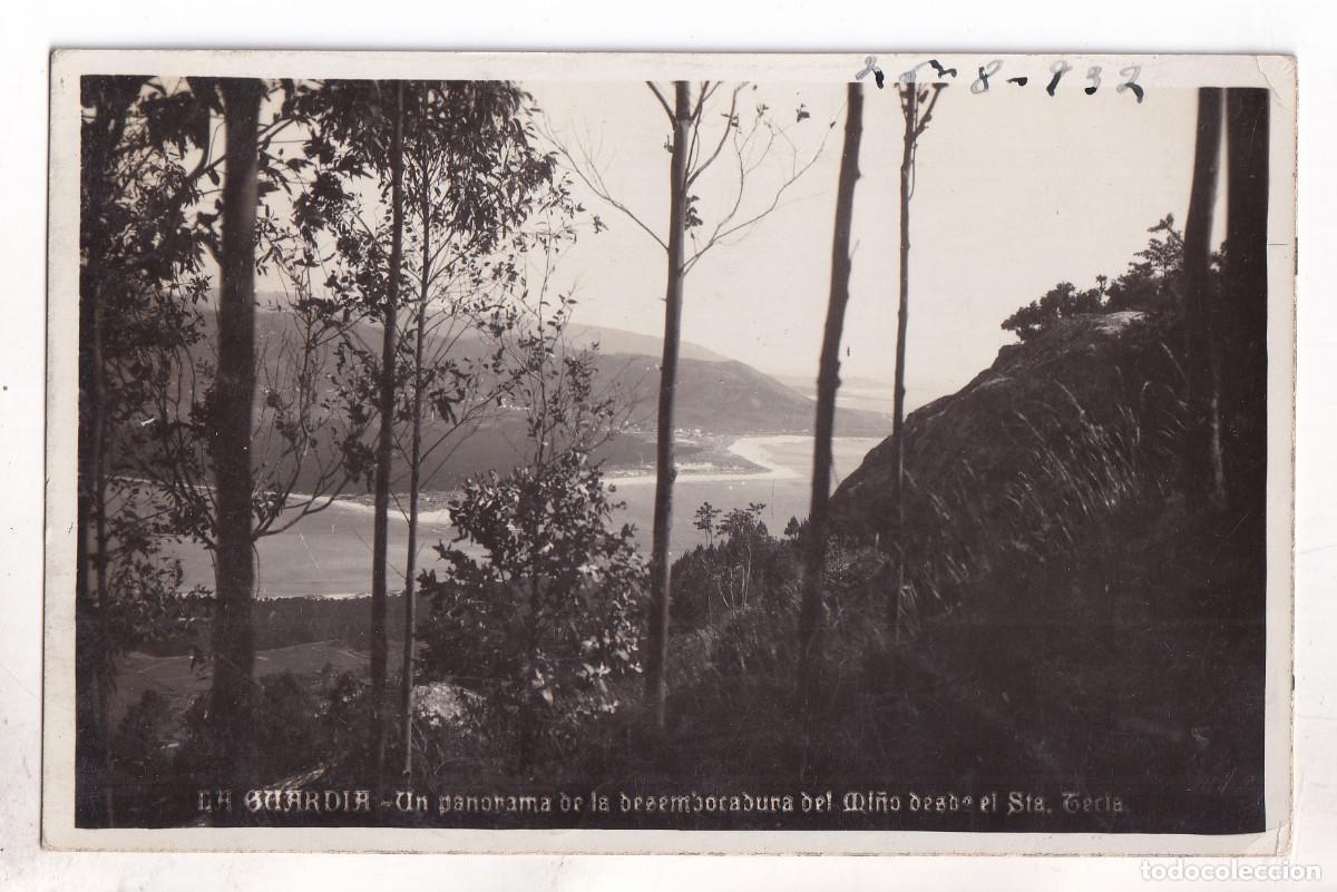 Postales: POSTAL. LA GUARDIA. UN PANORAMA DE LA DESEMBOCADURA DEL MI&Ntilde;O DESDE SANTA TECLA. PONTEVEDRA. 1932