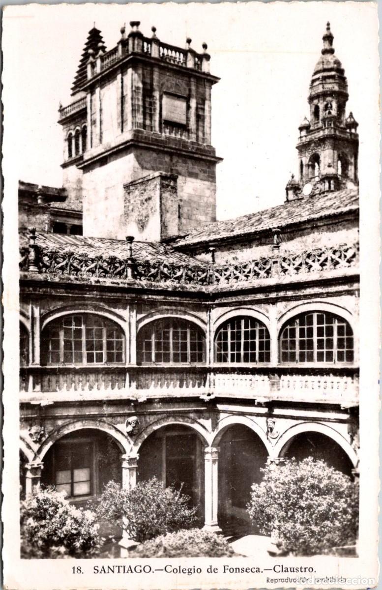 Postales: Santiago - Colegio de Fonseca - Claustro - n&ordm; 18 - Sin m&aacute;s datos - 139x89mm