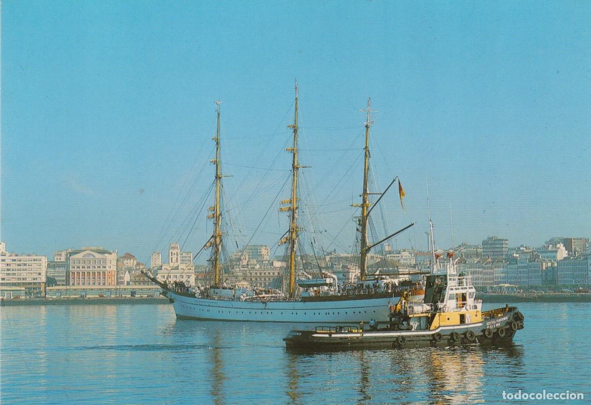 Postales: POSTAL A CORU&Ntilde;A. BUQUE ESCUELA EN EL PUERTO CORU&Ntilde;&Eacute;S. FOTO BLANCO, A CORU&Ntilde;A