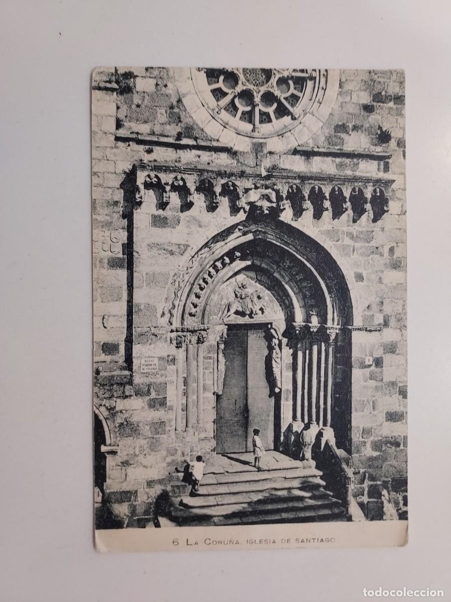 Postales: POSTAL LA CORU&Ntilde;A IGLESIA DE SANTIAGO. CIRCULADA (SIN SELLO). ANIMADA. GRAFOS 6