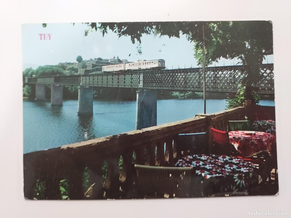 Postales: POSTAL TUY PUENTE INTERNACIONAL. 1973. SIN CIRCULAR. PONTEVEDRA. PARIS 843. TREN FERROCARRIL