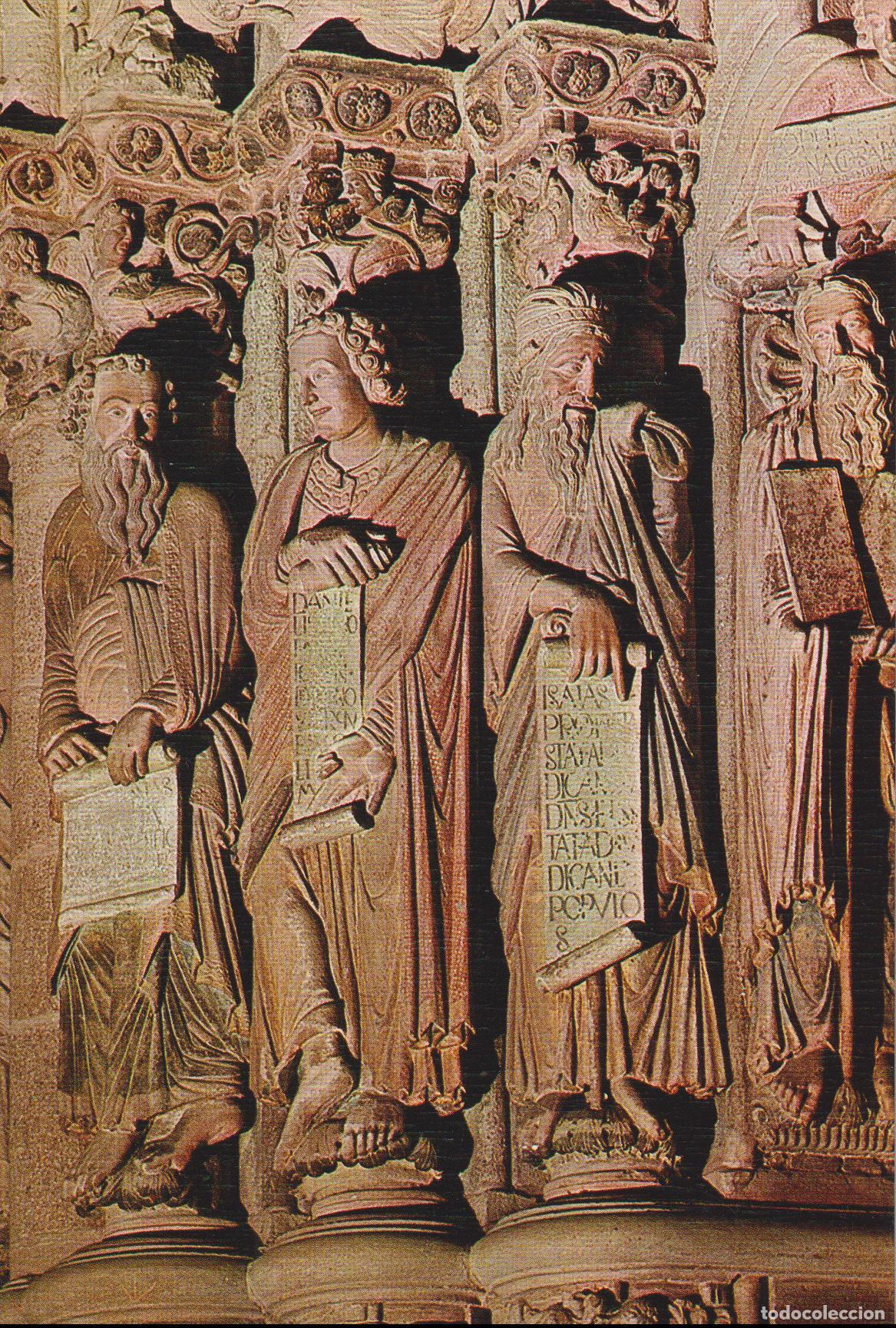 Postales: SANTIAGO DE COMPOSTELA, PROFETAS DEL PORTICO DE LA GLORIA, MAESTRO MATEO - ED.MURALLA - DORSO EXPLIC