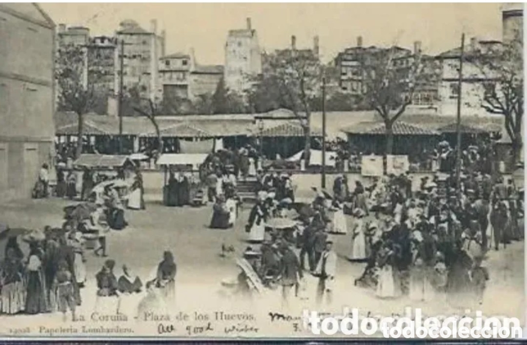 Postales: LA CORU&Ntilde;A - PLAZA DE LOS HUEVOS - PAPELER&Iacute;A LOMBARDERO