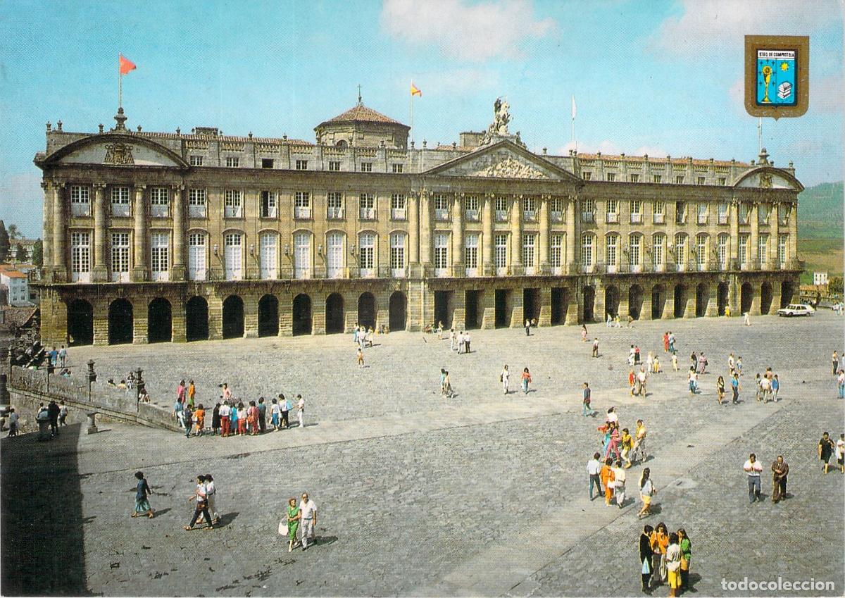 Postales: Postal de Santiago de Compostela: Plaza del Obradoiro y Ayuntamiento