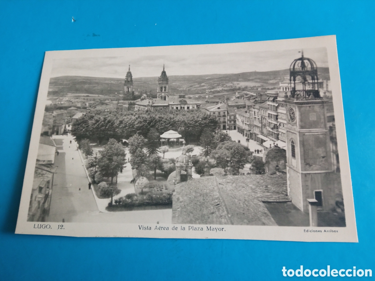 Postales: Antigua postal fotogr&aacute;fica, Lugo, Vista aerea de la Plaza Mayor, Ediciones Arribas
