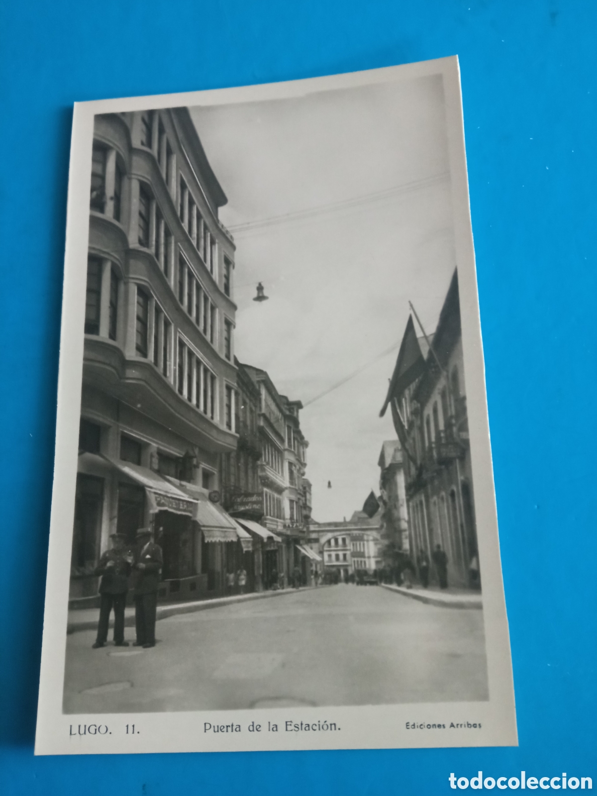 Postales: Antigua postal fotogr&aacute;fica, Lugo, Puerta de la Estaci&oacute;n, Ediciones Arribas