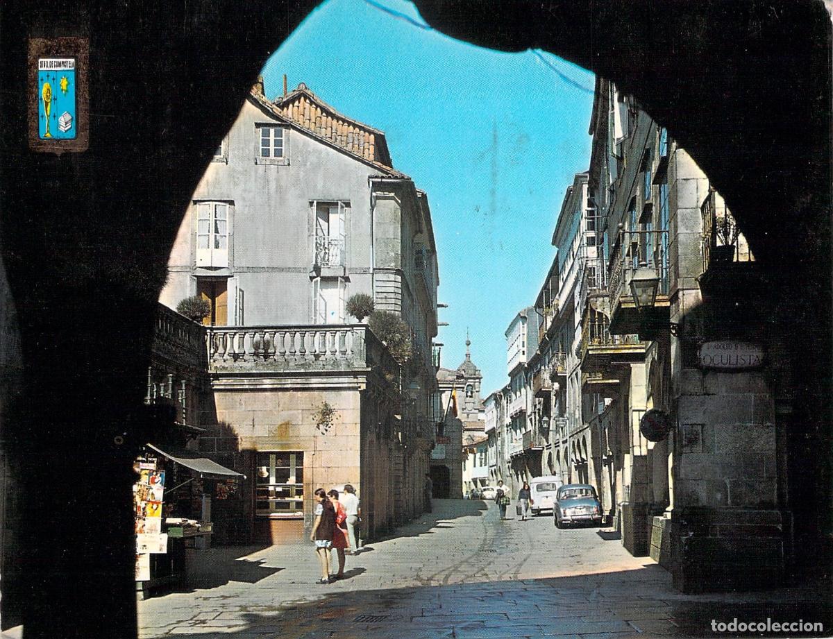 Postales: Postal de la Calle de la R&uacute;a Nueva en Santiago de Compostela