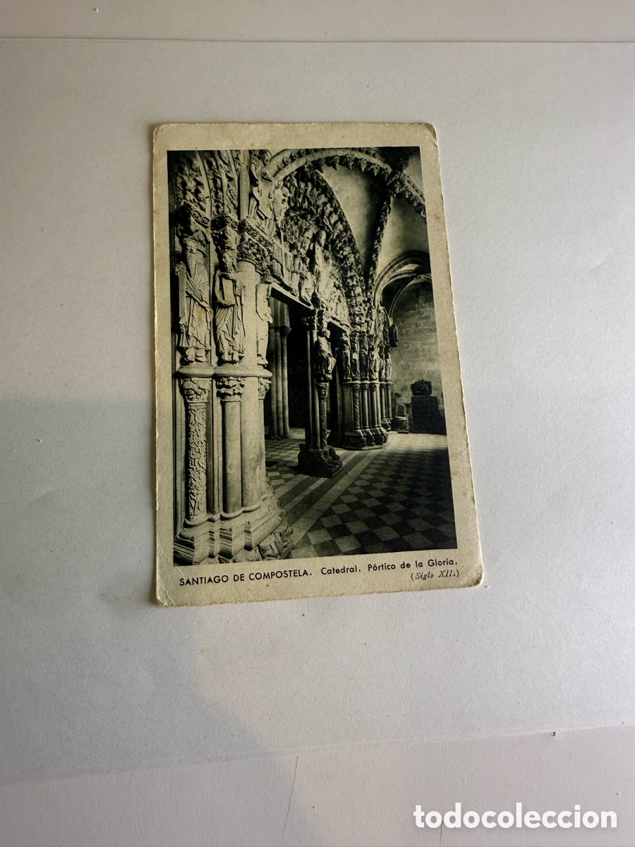 Postales: Postal Santiago de Compostela Catedral P&oacute;rtico de la Gloria Blanco y negro Original de la &eacute;poca