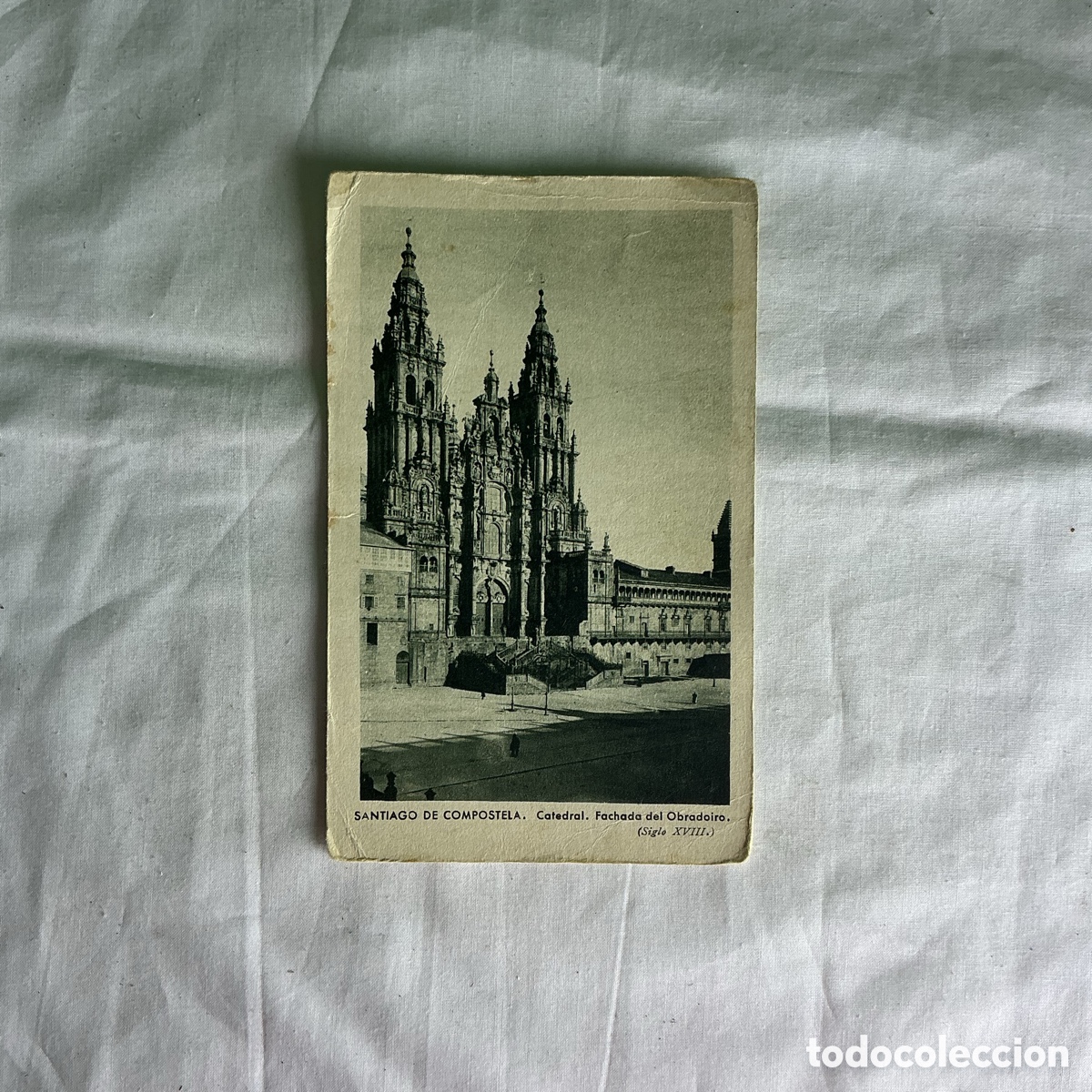Postales: Postal Santiago de Compostela Catedral Fachada del Obradoiro Blanco y negro Original de la &eacute;poca
