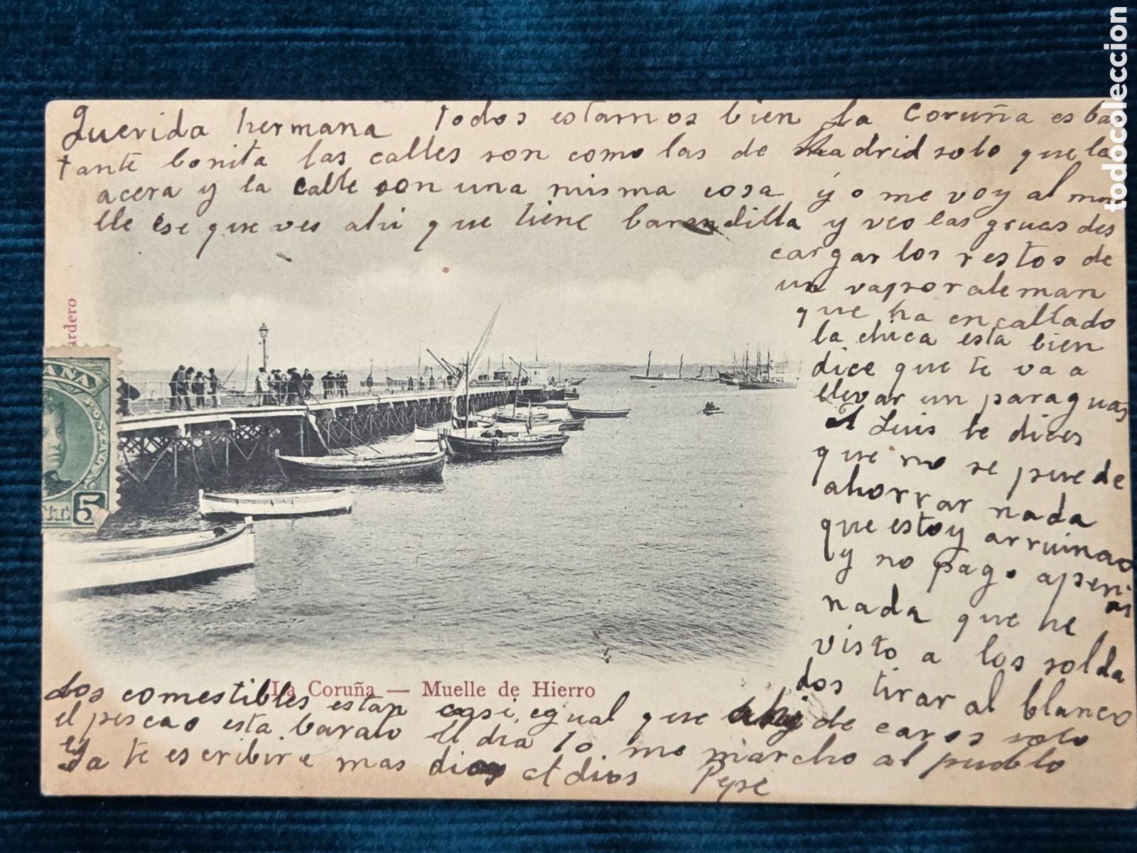 Postales: LA CORU&Ntilde;A, Muelle de Hierro.