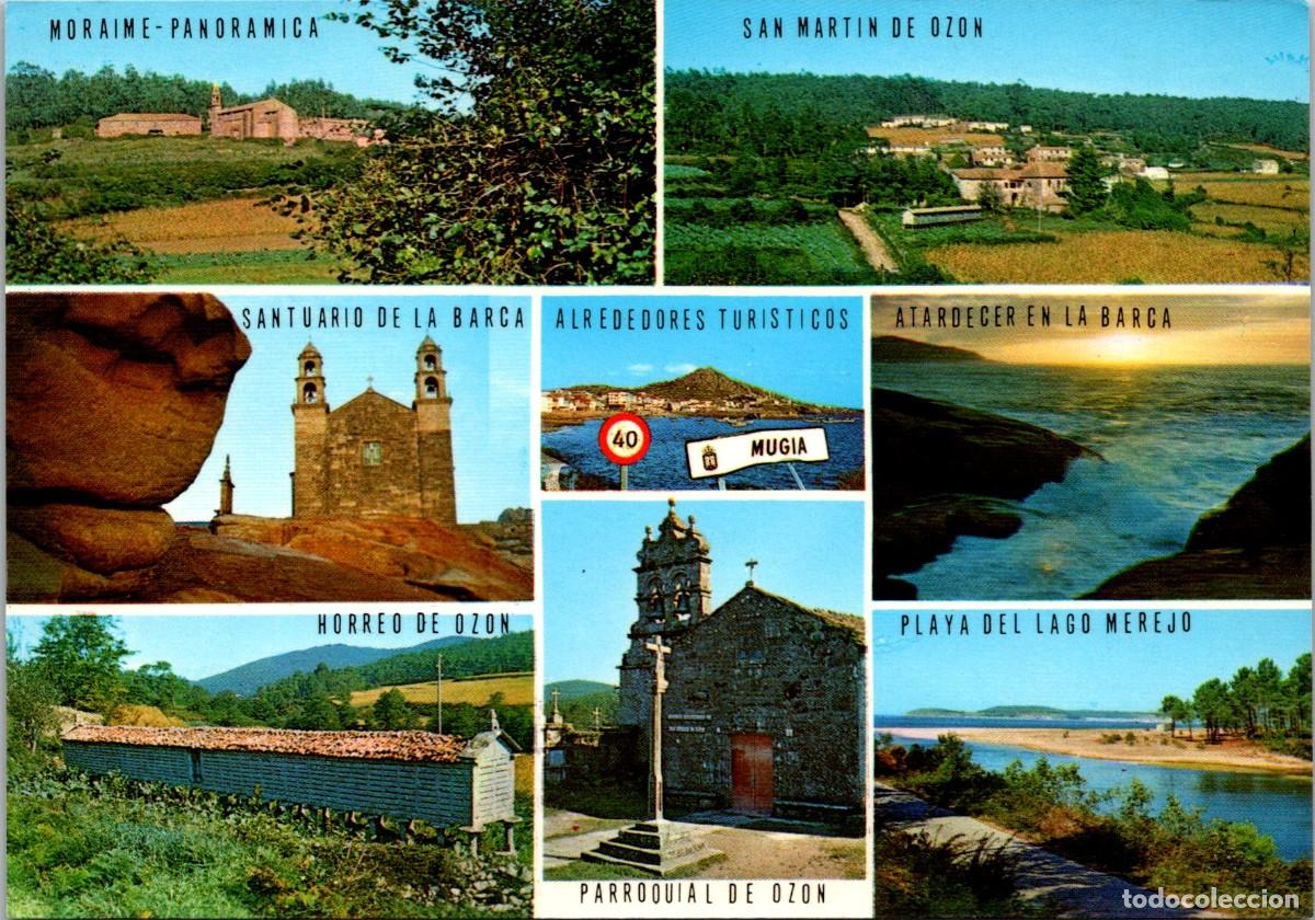 Postales: Mux&iacute;a - Alrededores Tur&iacute;sticos -Moraime-San Mart&iacute;n de Oz&oacute;n-Playa del Lago Merejo-Caama&ntilde;o - 149x104mm