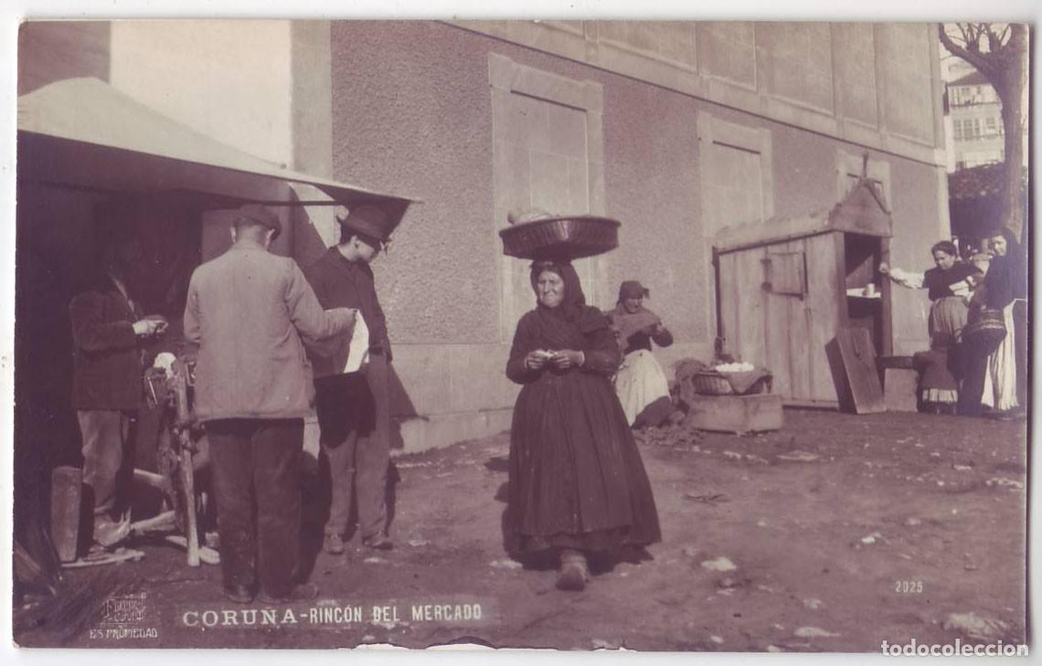 Postales: La Coru&ntilde;a: Rinc&oacute;n del Mercado. Foto Ferrer. No circulada (A&ntilde;os 20)