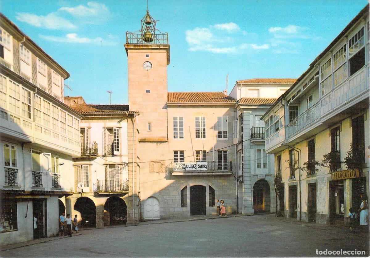 Postales: Postal de Pontedeume: Ayuntamiento y Plaza Real, La Coru&ntilde;a