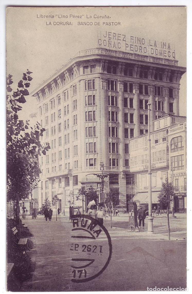 Postales: La Coru&ntilde;a: Banco de Pastor. Librer&iacute;a Lino P&eacute;rez / Hauser y Menet. No circulada (A&ntilde;os 10-20)