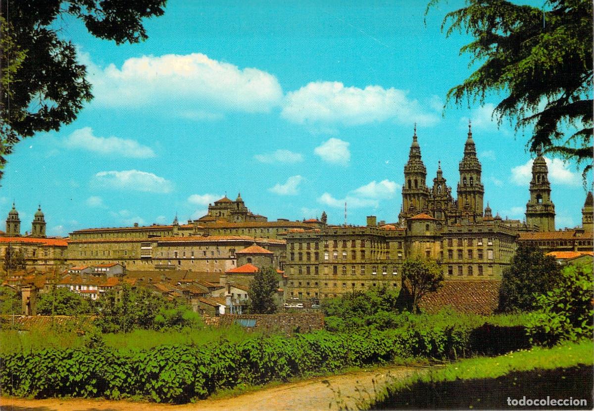 Postales: Postal de la Catedral de Santiago de Compostela desde el Paseo de la Herradura