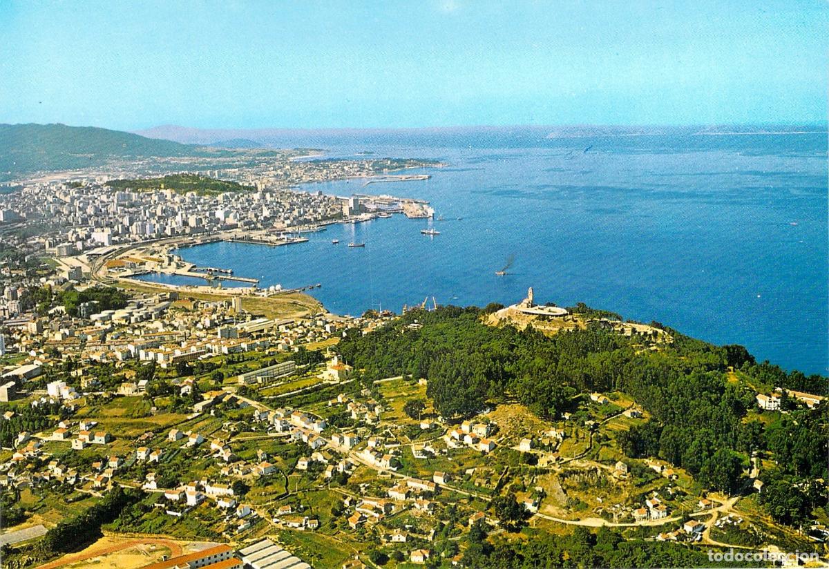 Postales: Postal de Vigo, vista a&eacute;rea panor&aacute;mica de la ciudad y el puerto