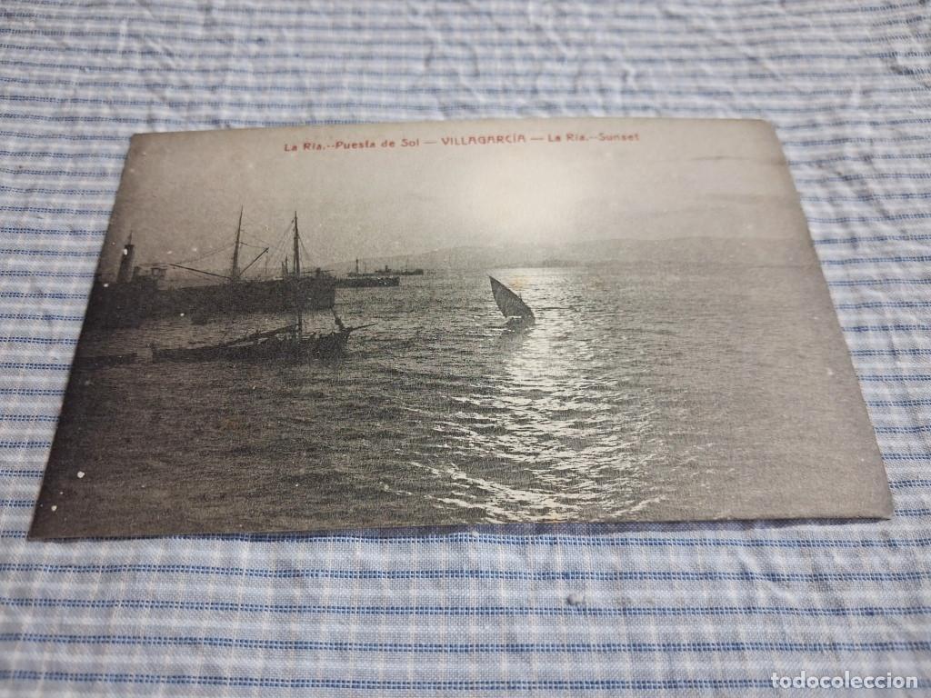 Postales: Postal antigua Galicia. Pontevedra. Villagarc&iacute;a. La R&iacute;a. Puesta de Sol. Ed. Luis Bouza Trillo