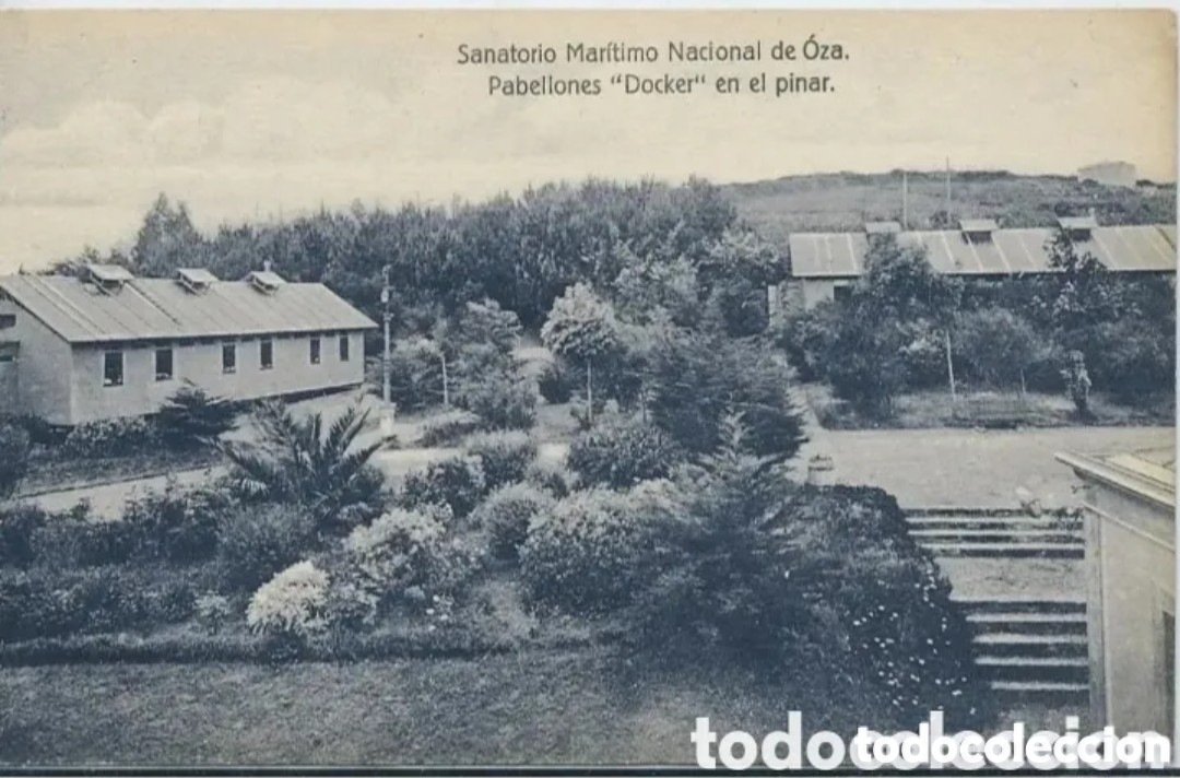 Postales: OZA (LA CORU&Ntilde;A) - SANATORIO MAR&Iacute;TIMO NACIONAL - PABELLONES DOCKER EN EL PINAR - KALLMEYER Y GAUTIER