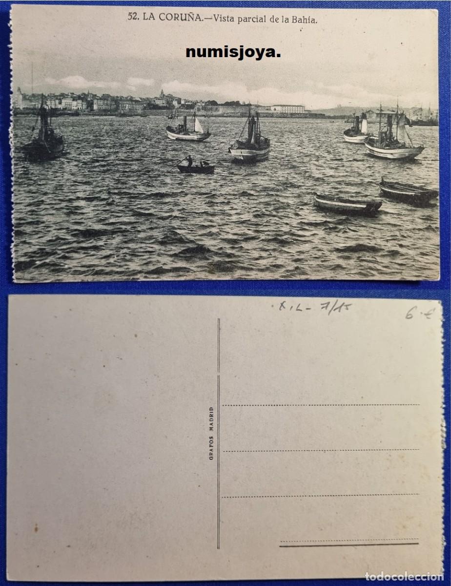 Postales: Postal LA CORU&Ntilde;A (Espa&ntilde;a) a&ntilde;o 1910. Vista parcial de la Bah&iacute;a. Ed. GRAFOS.