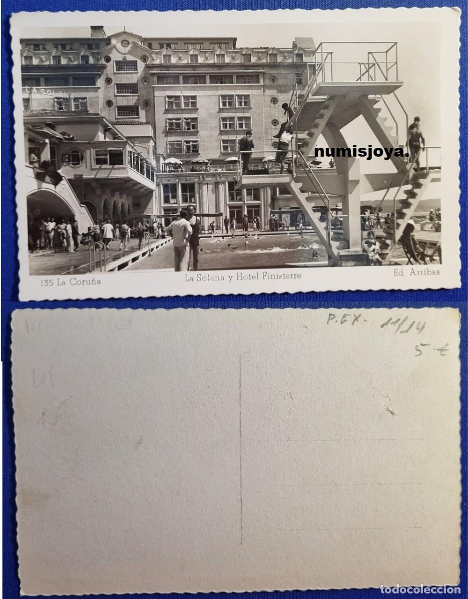 Postales: Postal LA CORU&Ntilde;A (Espa&ntilde;a) a&ntilde;o 1960. LA SOLANA Y HOTEL FINISTERRE. Ed. ARRIBAS.