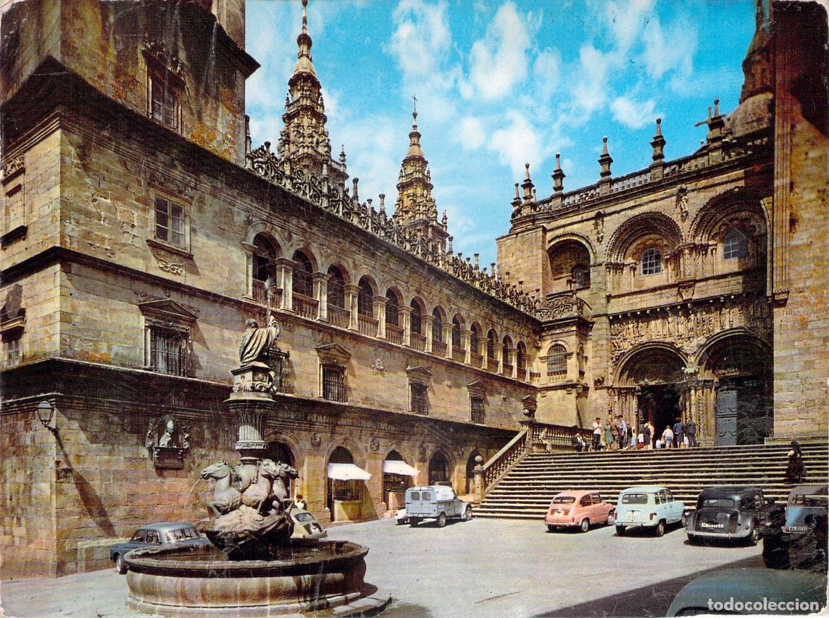 Postales: Postal de Santiago de Compostela Fuente y Fachada de las Plater&iacute;as