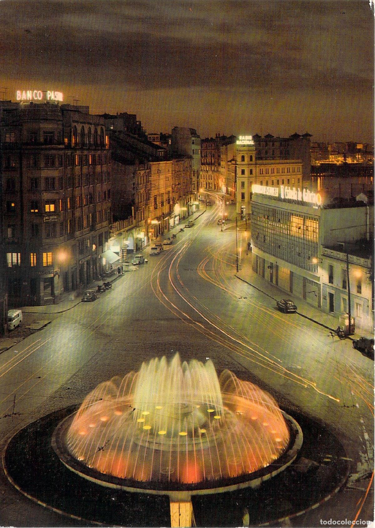 Postales: Postal de la Fuente Luminosa en Cuatro Caminos, A Coru&ntilde;a