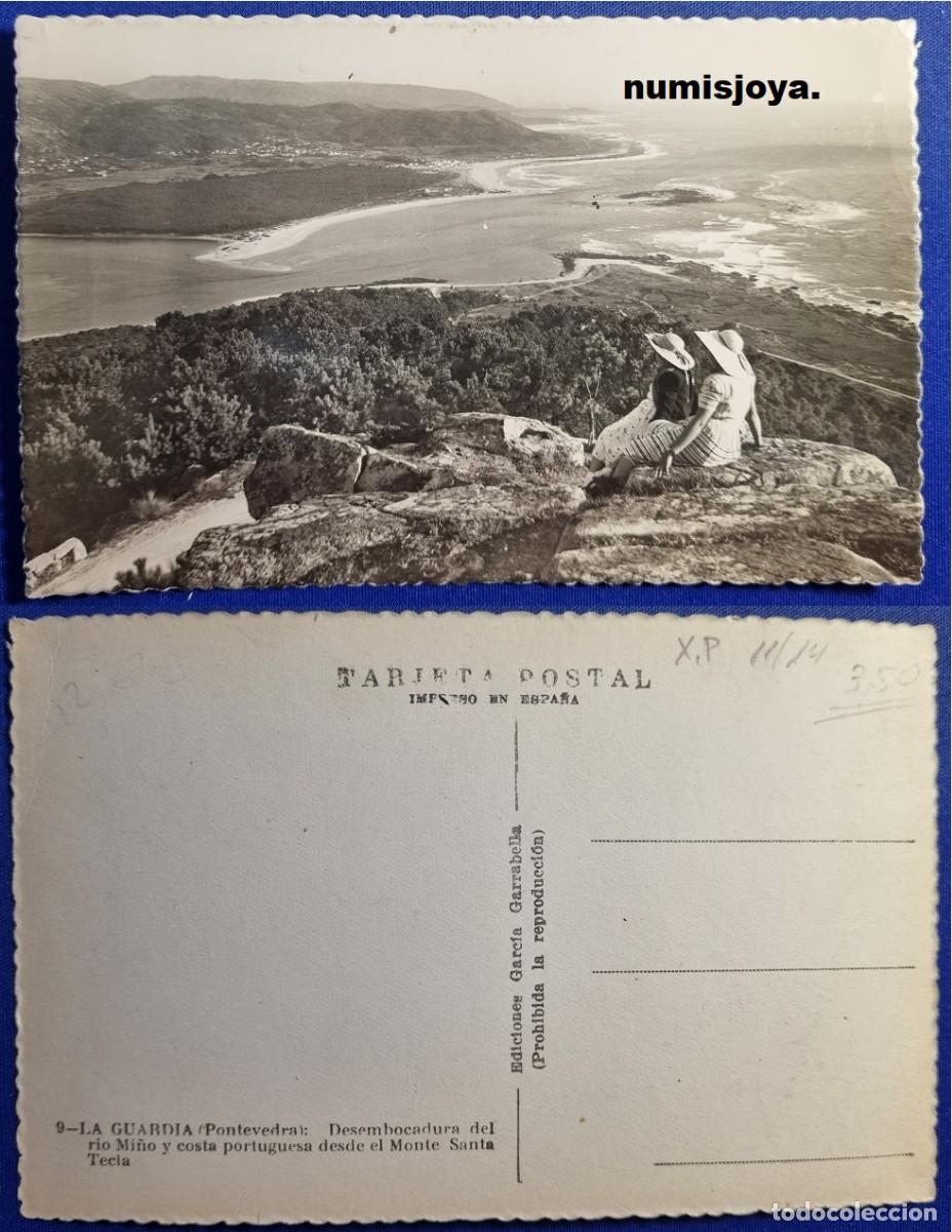 Postales: Postal de LA GUARDIA Pontevedra (Espa&ntilde;a) a&ntilde;o 1950. Desembocadura del Milo y costa Portuguesa.
