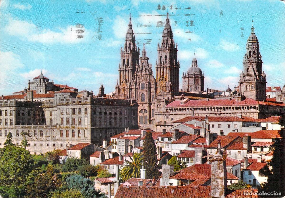 Postales: Postal de la Catedral de Santiago de Compostela desde el Paseo de la Herradura