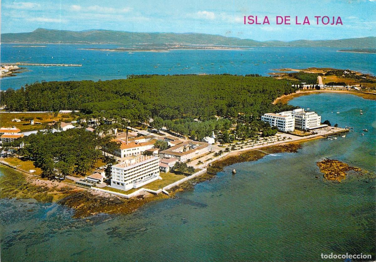 Postales: Postal de vista a&eacute;rea de la Isla de la Toja en Galicia