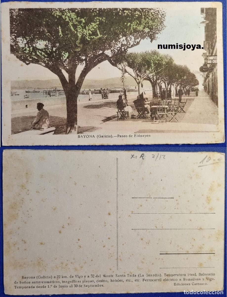 Postales: Postal de BAYONA Pontevedra (Espa&ntilde;a) a&ntilde;o 1910/30. Paseo de Elduayen. Ed. CARRASCO.