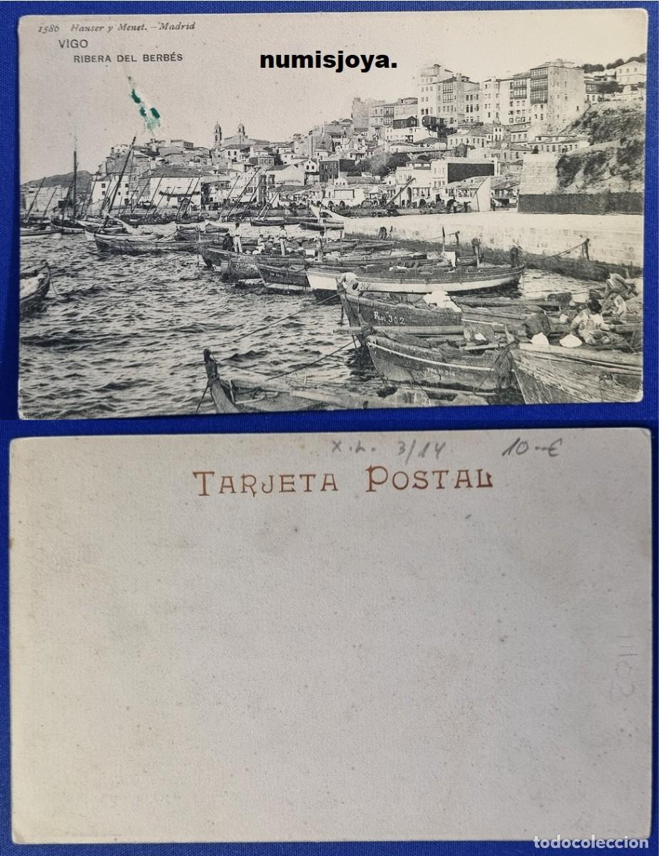 Postales: Postal de VIGO Pontevedra (Espa&ntilde;a) a&ntilde;o 1900. Ribera del Berb&eacute;s. HAUSER Y MENET. Reverso sin dividir.