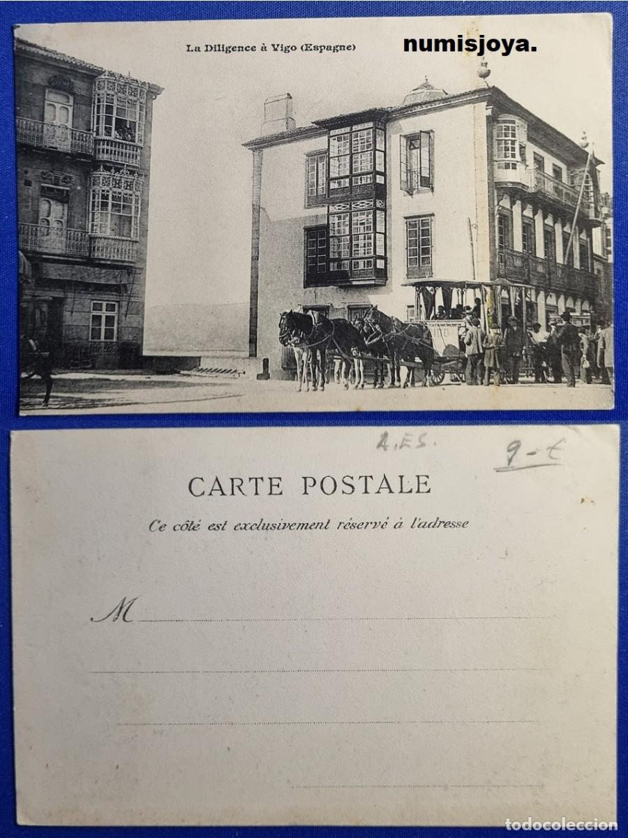Postales: Postal de VIGO Pontevedra (Espa&ntilde;a) a&ntilde;o 1900. La diligencia a VIGO. Reverso sin dividir.