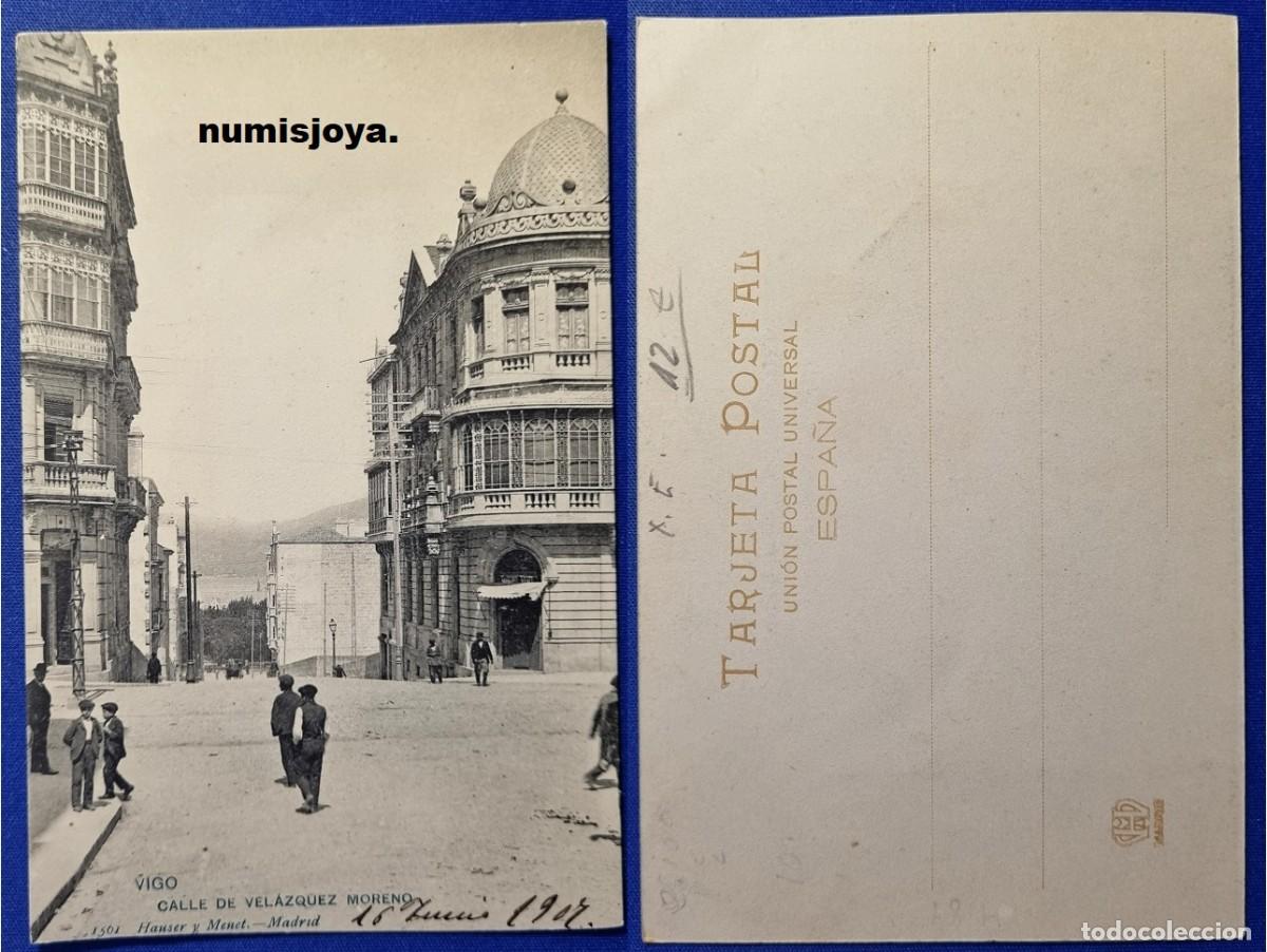 Postales: Postal de VIGO Pontevedra (Espa&ntilde;a) a&ntilde;o 1900. Calle de VELAZQUEZ MORENO. Escrita en 1907.