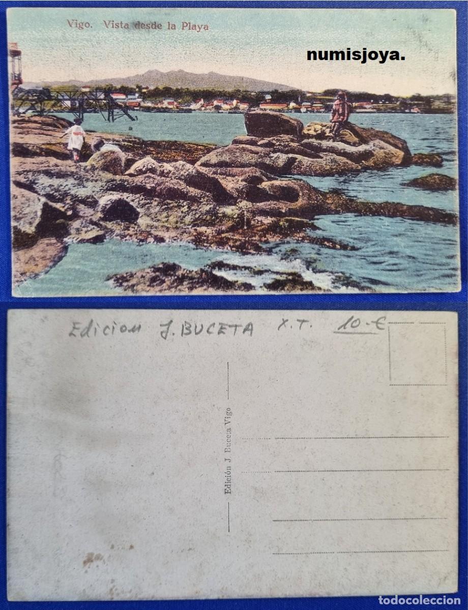 Postales: Postal de VIGO Pontevedra (Espa&ntilde;a) a&ntilde;o 1910. VISTA DESDE LA PLAYA. Ed. J. BUCETA.